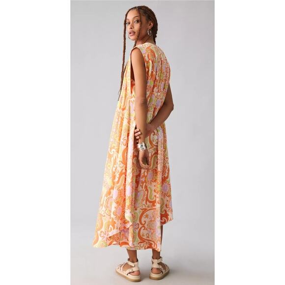 Anthropplogie Maeve Maxi Tunic Dress Size XS Vibrant Comfy Oversized Midi Pocket - Picture 2 of 13